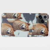 可愛い柴犬魅力冬雪庭園図面 iPhoneケース (裏面横)