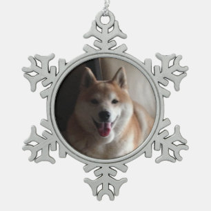 可愛い柴犬 – 芸蘇2 スノーフレークピューターオーナメント