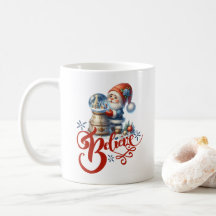 可愛い格言と雪の球体のクリスマスマグカップ
