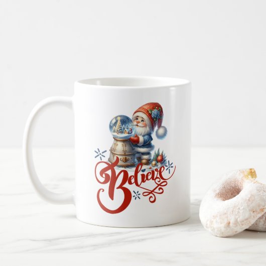 可愛い格言と雪の球体のクリスマスマグカップ コーヒーマグカップ (ドーナツ)