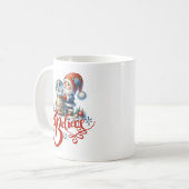 可愛い格言と雪の球体のクリスマスマグカップ コーヒーマグカップ (正面左)