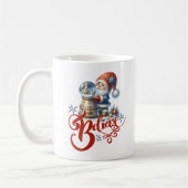可愛い格言と雪の球体のクリスマスマグカップ コーヒーマグカップ (左)