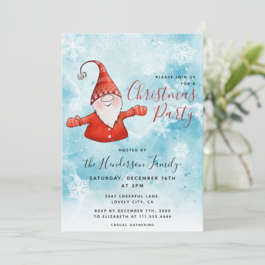 可愛い格言インレッドブルークリスマスパーティー 招待状 (スタンド正面)
