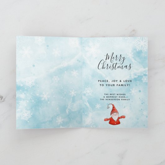 可愛い格言エレガントブルーレッドメリークリスマス シーズンカード (内部)
