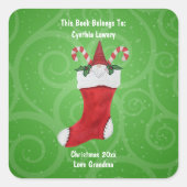 可愛い格言キャンディカヌインレッドストッキング渦巻き スクエアシール (正面)