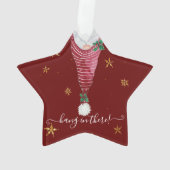 可愛い格言クリスマスハンドインザ金ゴールドスターホリー オーナメント (裏面)