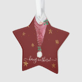 可愛い格言クリスマスハンドインザ金ゴールドスターホリー オーナメント (正面)