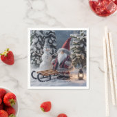 可愛い格言サンタ服のソリ付き スタンダードカクテルナプキン (インサイチュ)