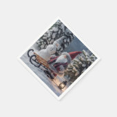 可愛い格言サンタ服のソリ付き スタンダードカクテルナプキン (角)