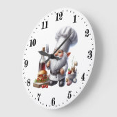 可愛い格言シェフ好き ラージ壁時計 (傾斜)