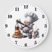 可愛い格言シェフ好き ラージ壁時計 (正面)