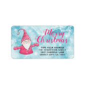 可愛い格言スノーウィーブルーとピンクのメリークリスマス ラベル (正面)