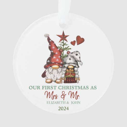 可愛い格言パインツリーズ私たちの初めてのクリスマス オーナメント (正面)
