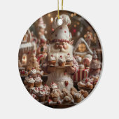 可愛い格言パン屋でケーキやお菓子に囲まれた セラミックオーナメント (左)