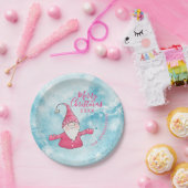 可愛い格言ピンクとブルーのカスタムクリスマス ペーパープレート (パーティー)