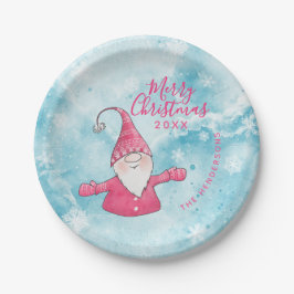 可愛い格言ピンクとブルーのカスタムクリスマス ペーパープレート