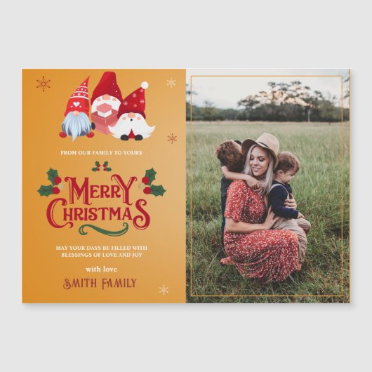 可愛い格言ファミリーフォトクリスマス磁気カード (正面)