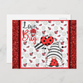 可愛い格言ラブバグラディバグバレンタインデー ポストカード (正面/裏面)
