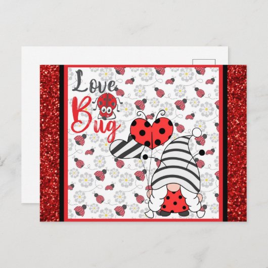 可愛い格言ラブバグラディバグバレンタインデー ポストカード (正面/裏面)