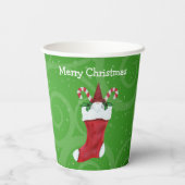 可愛い格言レッドハットキャンディークリスマスクリスマスストッキング 紙コップ (裏面)