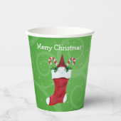 可愛い格言レッドハットキャンディークリスマスクリスマスストッキング 紙コップ (正面)