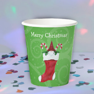 可愛い格言レッドハットキャンディークリスマスクリスマスストッキング 紙コップ