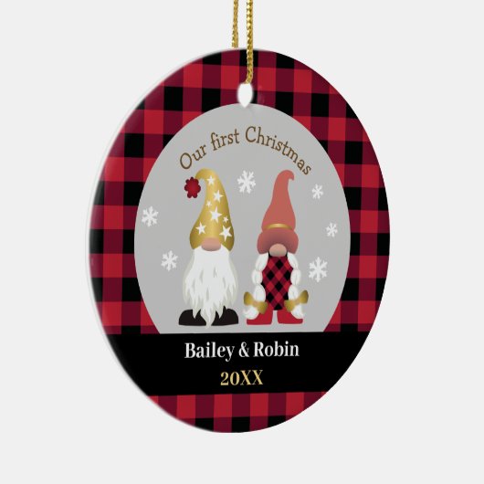 可愛い格言私たちの初めてのクリスマスバッファロープリッドセラ セラミックオーナメント (右)