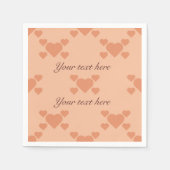 可愛い桃のハートとメッセージ書への文字 スタンダードカクテルナプキン (正面)