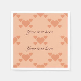 可愛い桃のハートとメッセージ書への文字 スタンダードカクテルナプキン