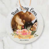 可愛い桃のフローラ最高のフォトデイ結婚エバー フェイバータグ (裏面)