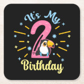可愛い桃can 2nd誕生日2歳誕生女の子 スクエアペーパーコースター (正面)