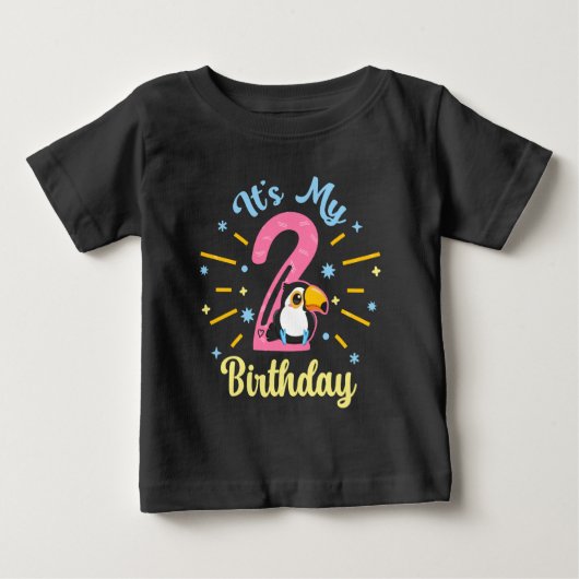 可愛い桃can 2nd誕生日2歳誕生女の子 ベビーTシャツ (正面)