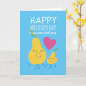 可愛い梨のフルーツパン漫画ハッピーマザーの日 カード (黄色い花)