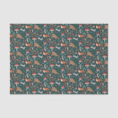 可愛い森の動物グリーンクリスマスフォレスト 薄葉紙 (正面)