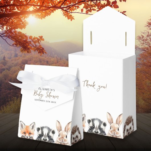 可愛い森の友人ウッドランド動物の赤ちゃんシャワー フェイバーボックス