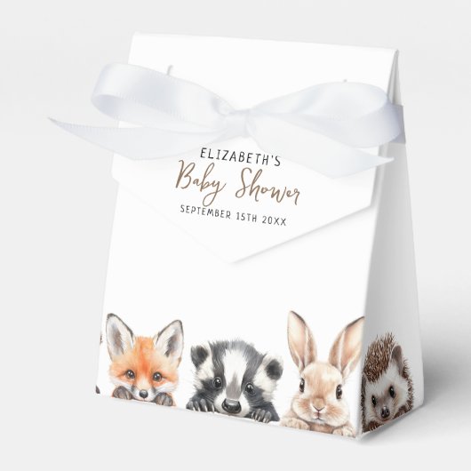 可愛い森の友人ウッドランド動物の赤ちゃんシャワー フェイバーボックス (正面サイド)