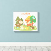 可愛い森の森の森の動物の子供の壁の装飾 キャンバスプリント (インサイチュ (ウッドフロア))
