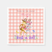可愛い森の鹿ロック転がン1歳の誕生日ピンク スタンダードカクテルナプキン (正面)