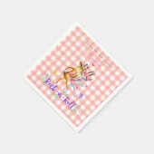 可愛い森の鹿ロック転がン1歳の誕生日ピンク スタンダードカクテルナプキン (角)