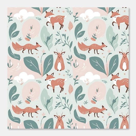 可愛い森キツネと鹿の森の皮と棒 壁紙 (正面)