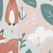 可愛い森キツネと鹿の森の皮と棒 壁紙 (縫い目)