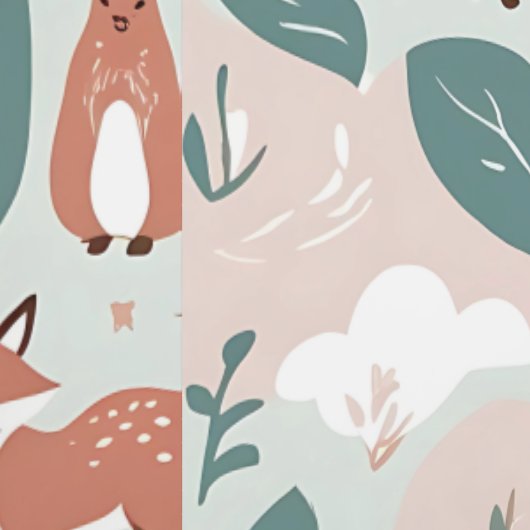 可愛い森キツネと鹿の森の皮と棒 壁紙 (縫い目)