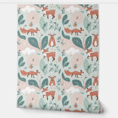 可愛い森キツネと鹿の森の皮と棒 壁紙 (ほどく)