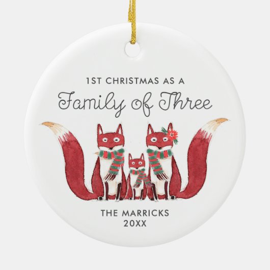 可愛い森パーソナライズされたのキツネ セラミックオーナメント (裏面)