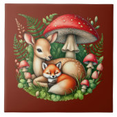 可愛い森動物愛好家鹿キツネ タイル (正面)