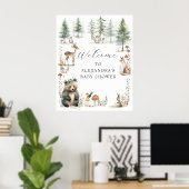 可愛い森林動物が鹿の赤ちゃんシャワーを浴びる ポスター (ホームオフィス)