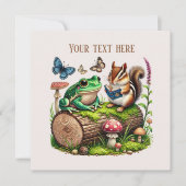 可愛い森林動物のパーティー 招待状 (正面)