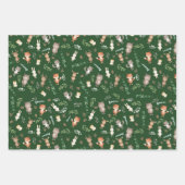 可愛い森林動物の森の緑の赤ちゃんシャワー ラッピングペーパーシート (正面)