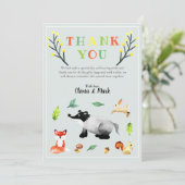 可愛い森林動物の赤ちゃんシャワー サンキューカード (スタンド正面)
