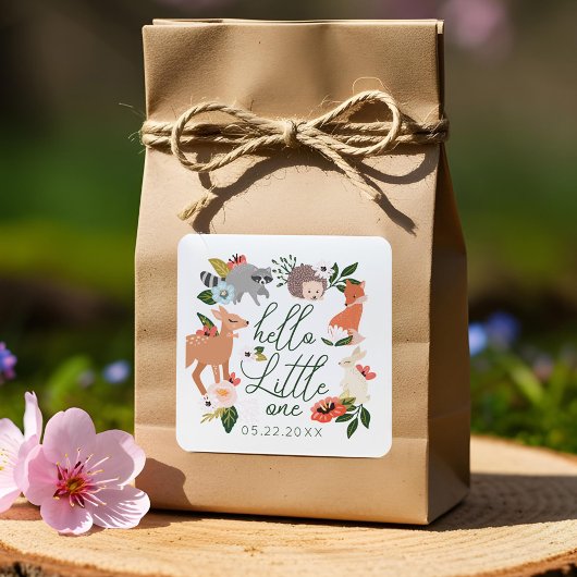 可愛い森林動物の赤ちゃんシャワー スクエアシール